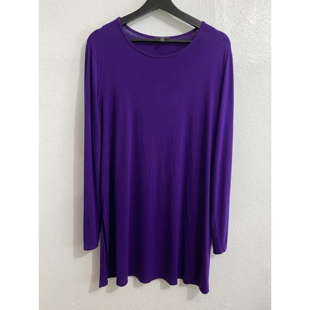 Eileen Fisher Purple Long Sleeve Tunic Knit Top L J43